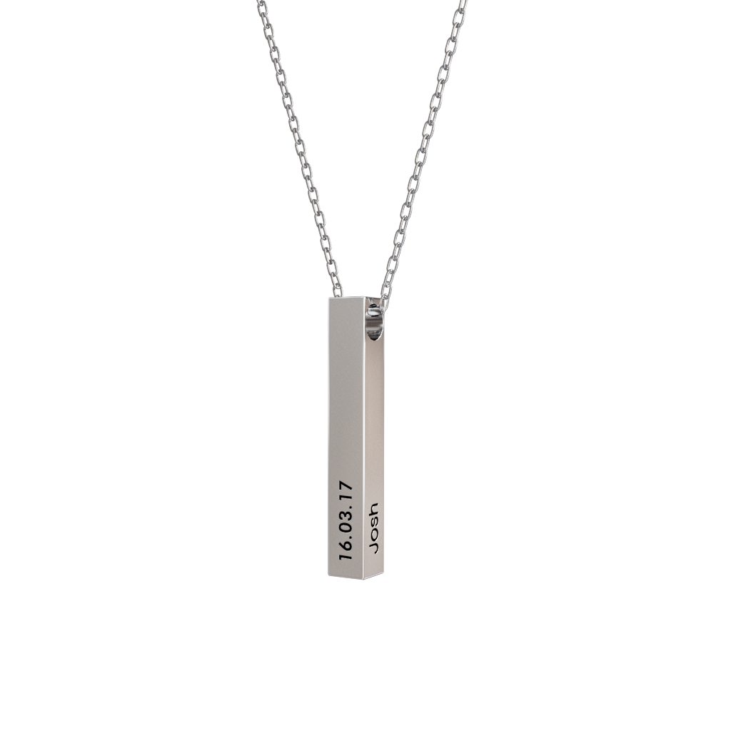 3D Engraved Bar Necklace - Personalized Elegance