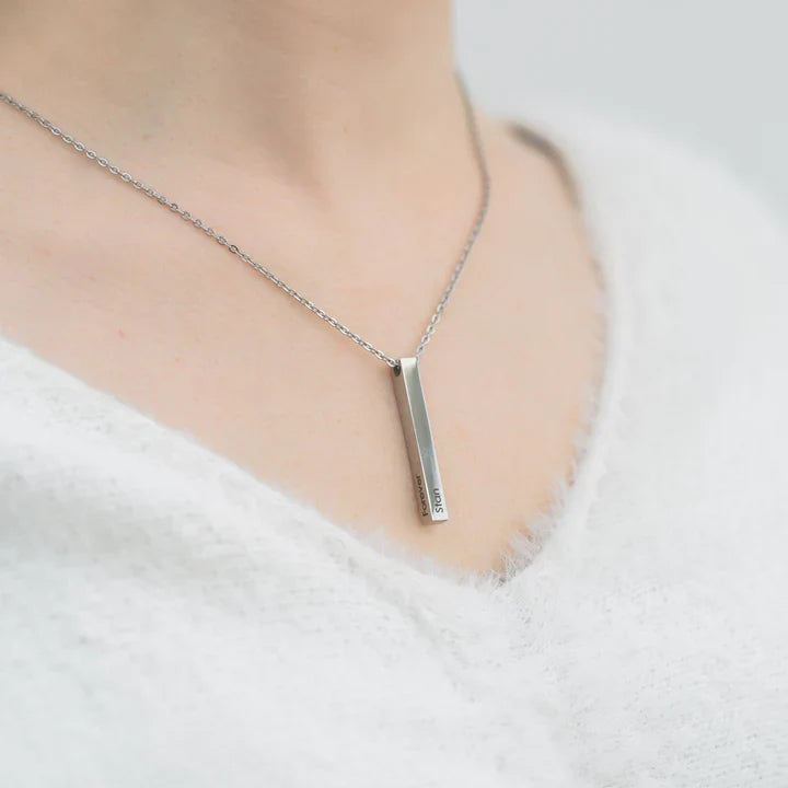 3D Engraved Bar Necklace - Personalized Elegance