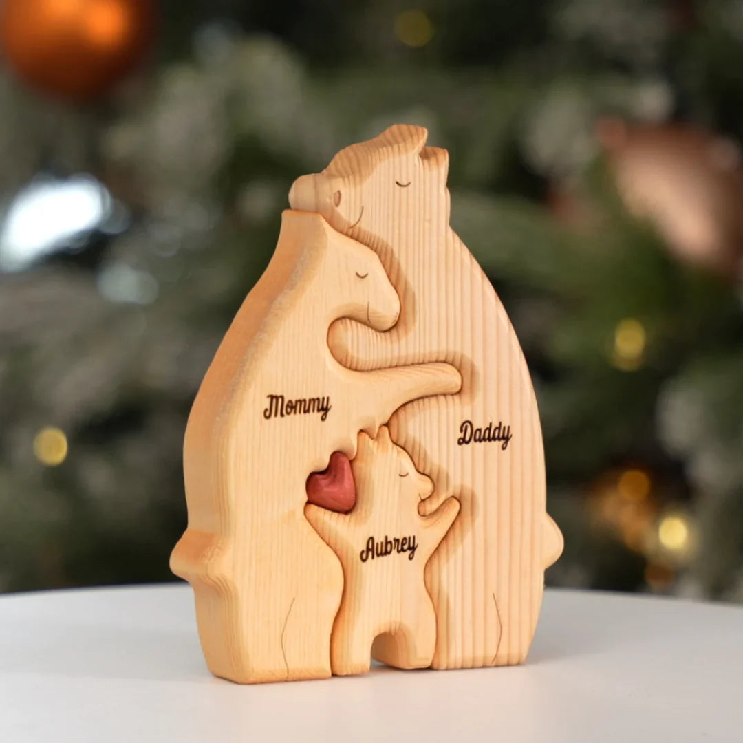 Puzzle família urso em madeira personalizado