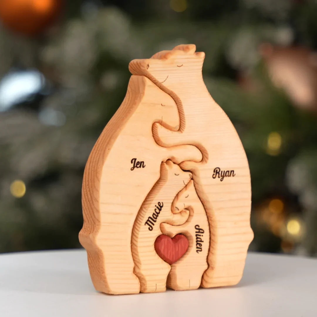 Puzzle família urso em madeira personalizado