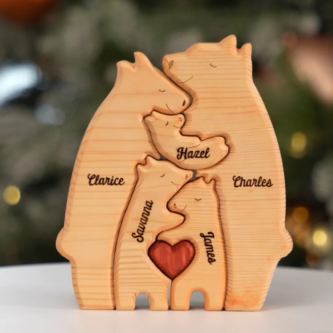 Puzzle família urso em madeira personalizado