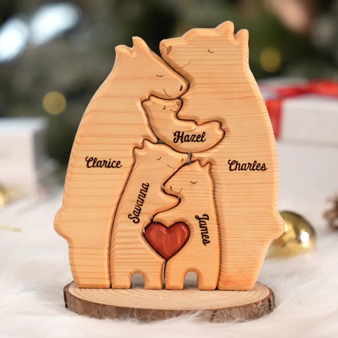 Puzzle família urso em madeira personalizado